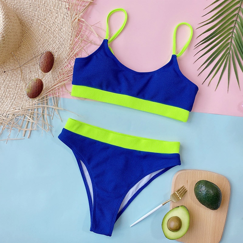 INGAGA High Waist Bikinis Swimsuits Women Push Up Swimwear Ribbed Strap Bathing Suit Biquini Brazilian Bikini 2021 New Beachwear INGAGA High Waist Bikinis Swimsuits Women Push Up Swimwear Ribbed Strap Bathing Suit Biquini Brazilian Bikini 2021 New Beachwear