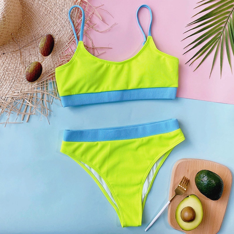 INGAGA High Waist Bikinis Swimsuits Women Push Up Swimwear Ribbed Strap Bathing Suit Biquini Brazilian Bikini 2021 New Beachwear INGAGA High Waist Bikinis Swimsuits Women Push Up Swimwear Ribbed Strap Bathing Suit Biquini Brazilian Bikini 2021 New Beachwear