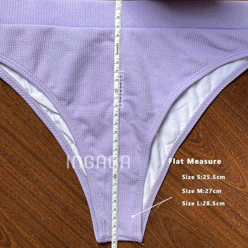 INGAGA High Waist Bikinis Swimsuits Women Push Up Swimwear Ribbed Strap Bathing Suit Biquini Brazilian Bikini 2021 New Beachwear