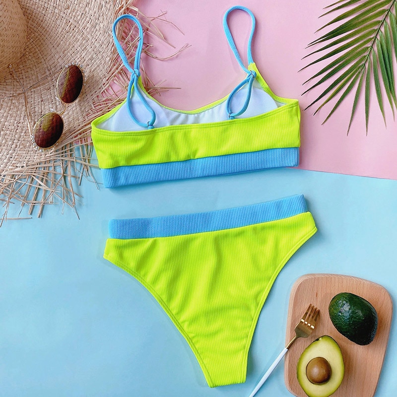 INGAGA High Waist Bikinis Swimsuits Women Push Up Swimwear Ribbed Strap Bathing Suit Biquini Brazilian Bikini 2021 New Beachwear INGAGA High Waist Bikinis Swimsuits Women Push Up Swimwear Ribbed Strap Bathing Suit Biquini Brazilian Bikini 2021 New Beachwear