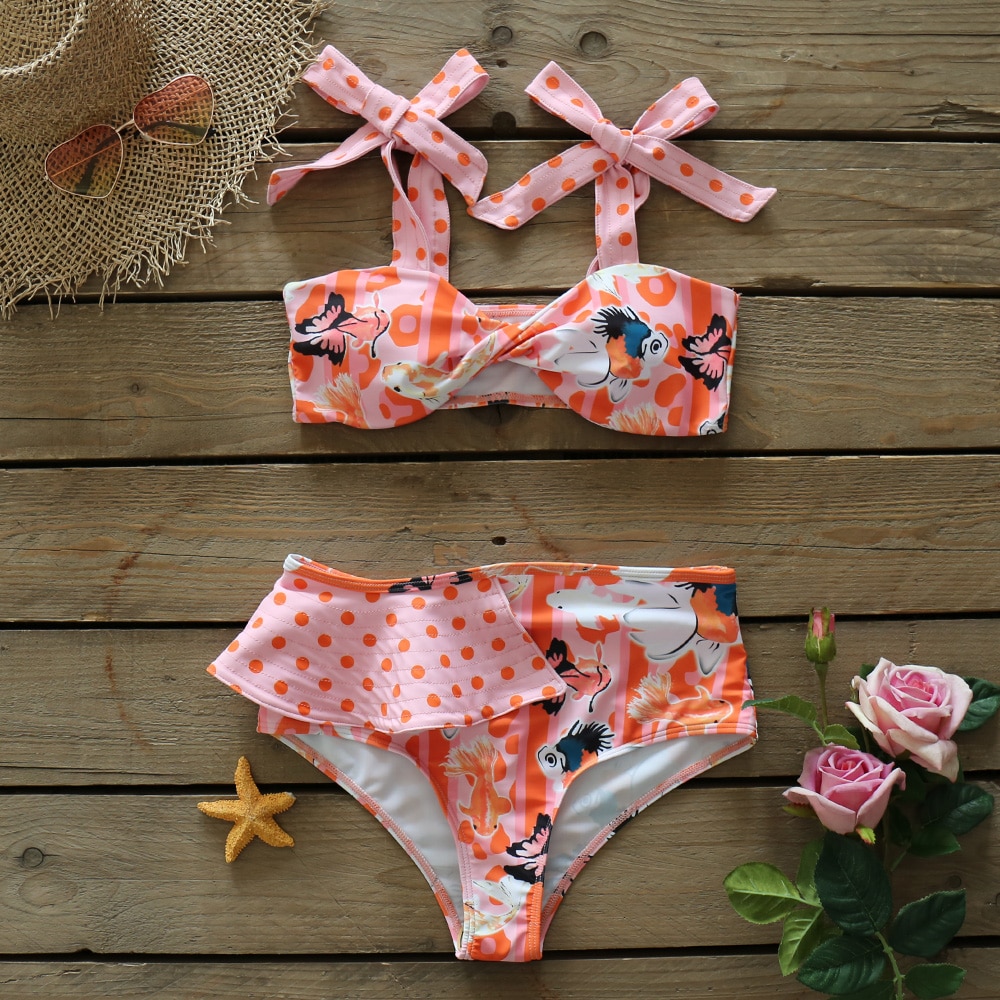 Two-Pieces Women Floral 2021 Push-Up Padded Bra Ruffles Bandage Bikini Set Swimsuit Swimwear Bathing Suit Beachwear Biquini