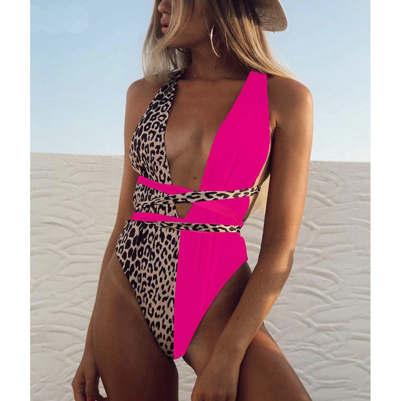 2021 Women Swimsuit Bikini Set Ladies Sexy Solid One-Piece Swimwear Sexy V Backless Bathing Suit Swim Clothes Beach Biquini