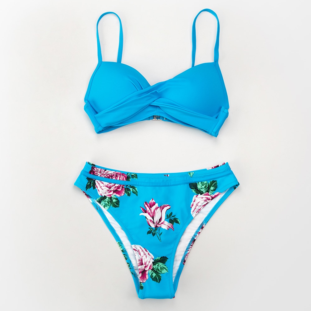 CUPSHE Push Up Floral Wrap Bikini Sets Women Sexy Thong Two Pieces Swimsuits 2021 New Girl Beach Bathing Suits Swimwear