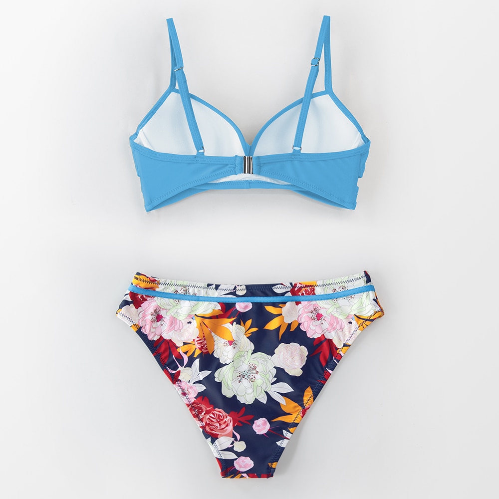 CUPSHE Push Up Floral Wrap Bikini Sets Women Sexy Thong Two Pieces Swimsuits 2021 New Girl Beach Bathing Suits Swimwear