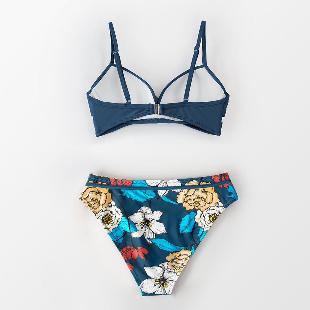 CUPSHE Push Up Floral Wrap Bikini Sets Women Sexy Thong Two Pieces Swimsuits 2021 New Girl Beach Bathing Suits Swimwear