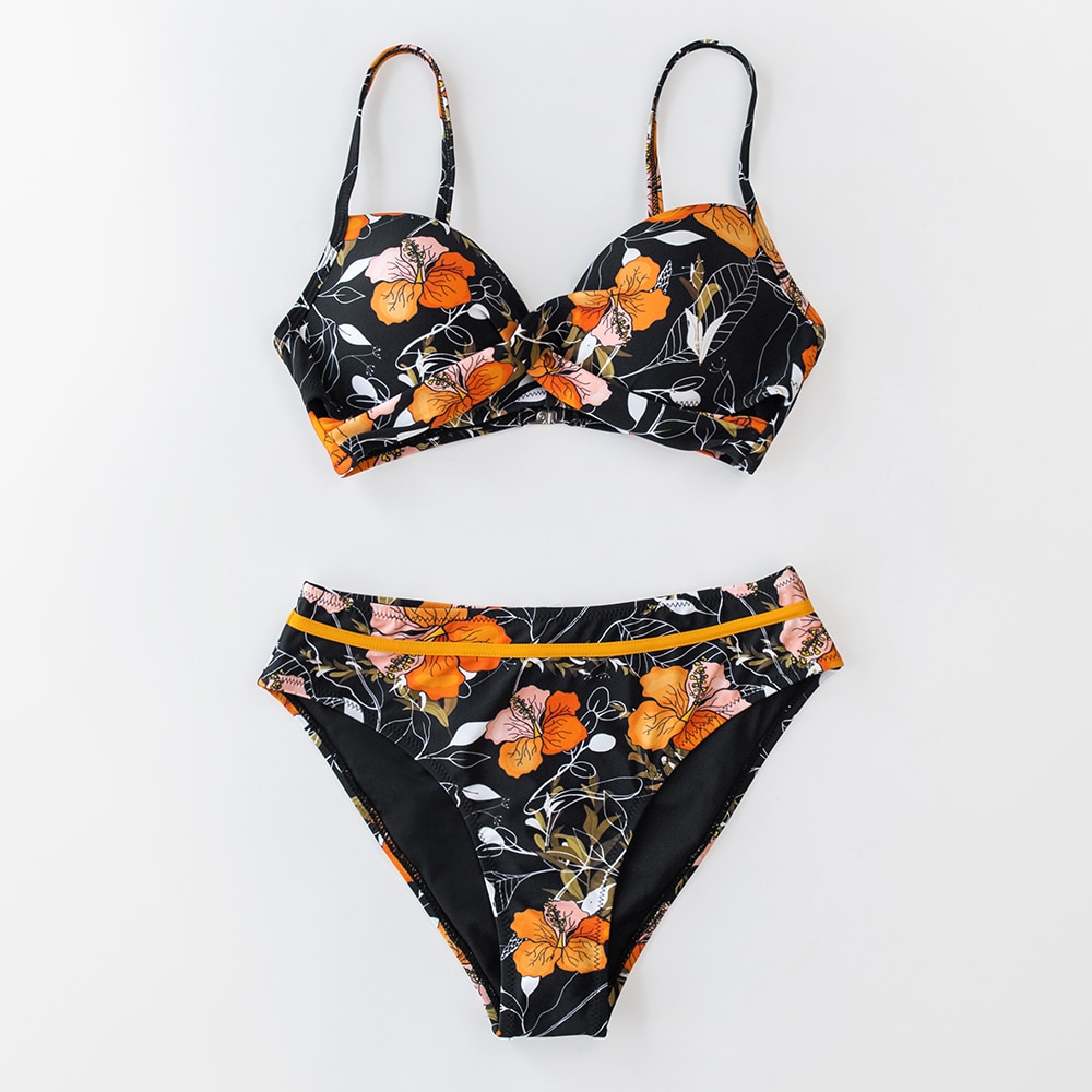 CUPSHE Push Up Floral Wrap Bikini Sets Women Sexy Thong Two Pieces Swimsuits 2021 New Girl Beach Bathing Suits Swimwear