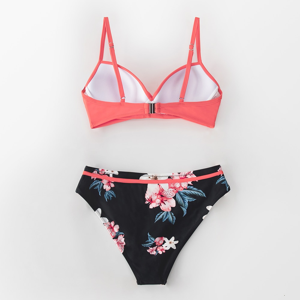 CUPSHE Push Up Floral Wrap Bikini Sets Women Sexy Thong Two Pieces Swimsuits 2021 New Girl Beach Bathing Suits Swimwear