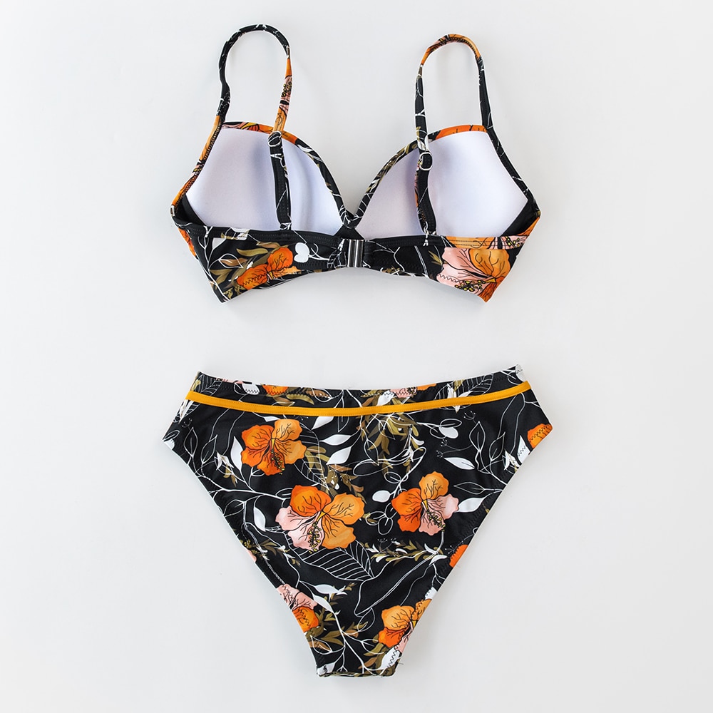 CUPSHE Push Up Floral Wrap Bikini Sets Women Sexy Thong Two Pieces Swimsuits 2021 New Girl Beach Bathing Suits Swimwear