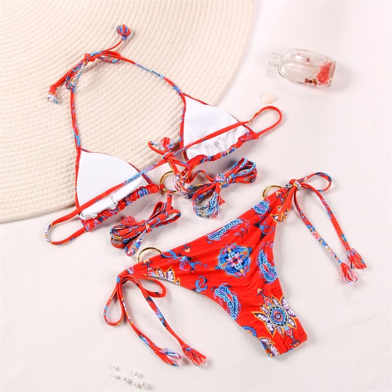 Zrtak Bikini Sexy Triangle Adjust Swimwear Women Bathing Suit Hollow Out Quality Pleated Swimsuit Female Double-Sided Bikini Set