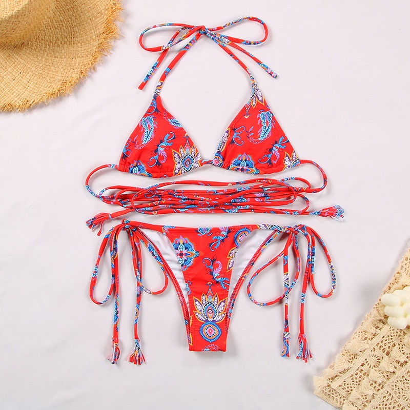 Zrtak Bikini Sexy Triangle Adjust Swimwear Women Bathing Suit Hollow Out Quality Pleated Swimsuit Female Double-Sided Bikini Set