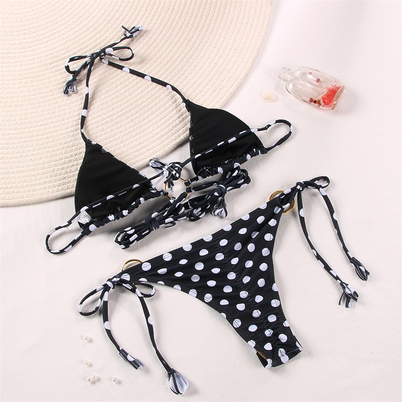 Zrtak Bikini Sexy Triangle Adjust Swimwear Women Bathing Suit Hollow Out Quality Pleated Swimsuit Female Double-Sided Bikini Set