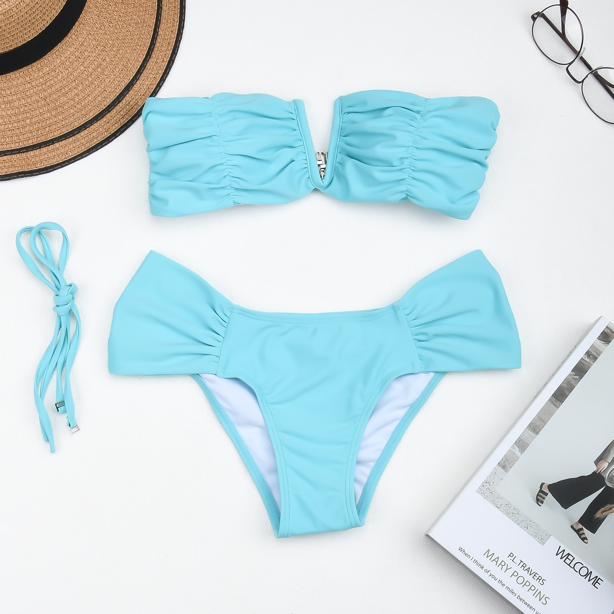 2021 Sexy Women High Waist Bikini Swimsuit Swimwear Female Bandeau Thong Brazilian Biquini Bikini Set Bathing Suit Bather