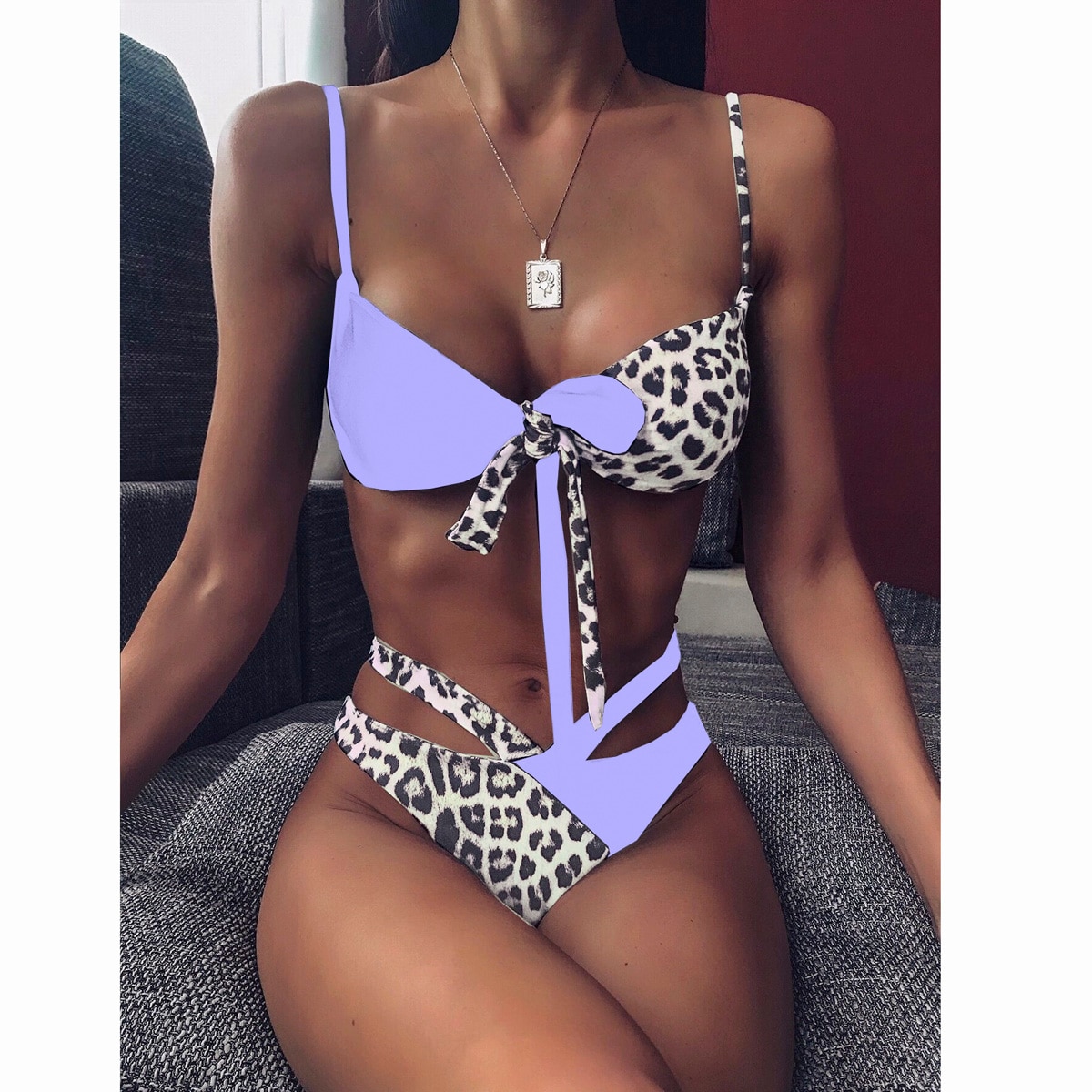 2021 Sexy Women High Waist Bikini Swimsuit Swimwear Female Bandeau Thong Brazilian Biquini Bikini Set Bathing Suit Bather