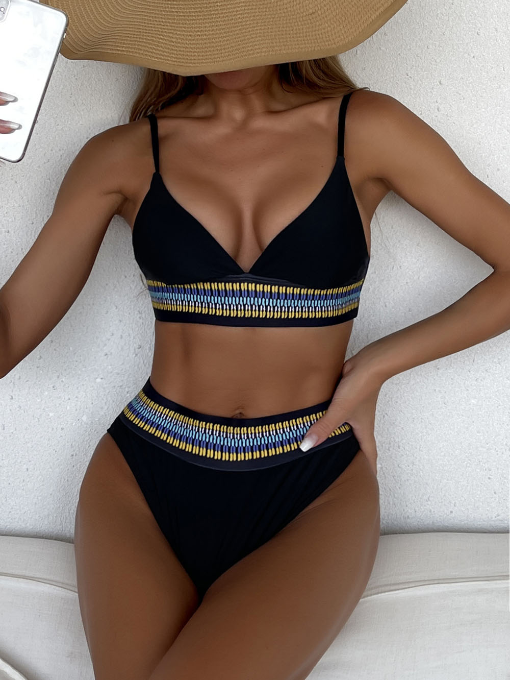 Bandeau High Waist Bikini One Shoulder Swimwear Women 2021 Printed Sexy Bikini set Retro Swimsuit Female Bathing suit