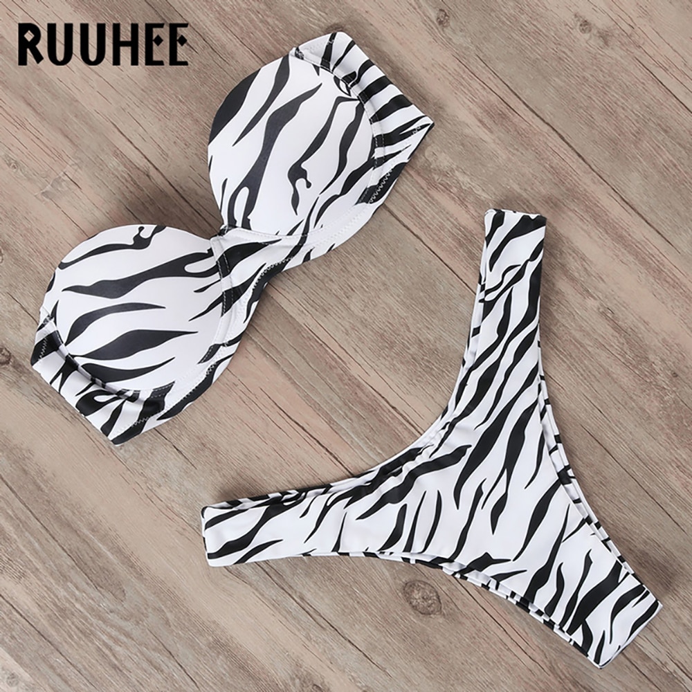 RUUHEE Bikini Swimwear Women Swimsuit 2021 Leopard Brazilian Bikini Set Push Up Bathing Suit Female Summer Beach Wear Biquini