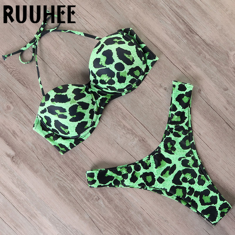 RUUHEE Bikini Swimwear Women Swimsuit 2021 Leopard Brazilian Bikini Set Push Up Bathing Suit Female Summer Beach Wear Biquini