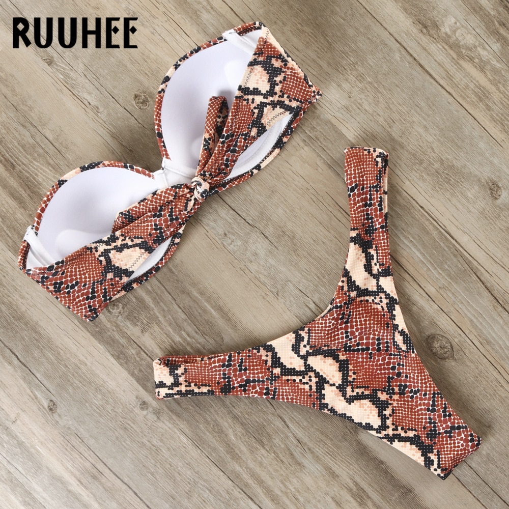 RUUHEE Bikini Swimwear Women Swimsuit 2021 Leopard Brazilian Bikini Set Push Up Bathing Suit Female Summer Beach Wear Biquini