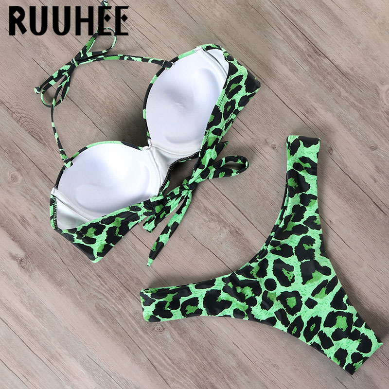 RUUHEE Bikini Swimwear Women Swimsuit 2021 Leopard Brazilian Bikini Set Push Up Bathing Suit Female Summer Beach Wear Biquini