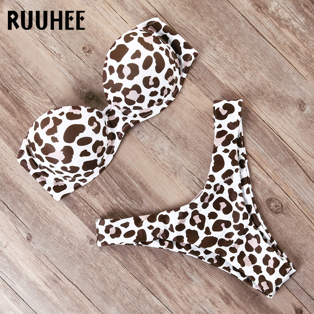 RUUHEE Bikini Swimwear Women Swimsuit 2021 Leopard Brazilian Bikini Set Push Up Bathing Suit Female Summer Beach Wear Biquini