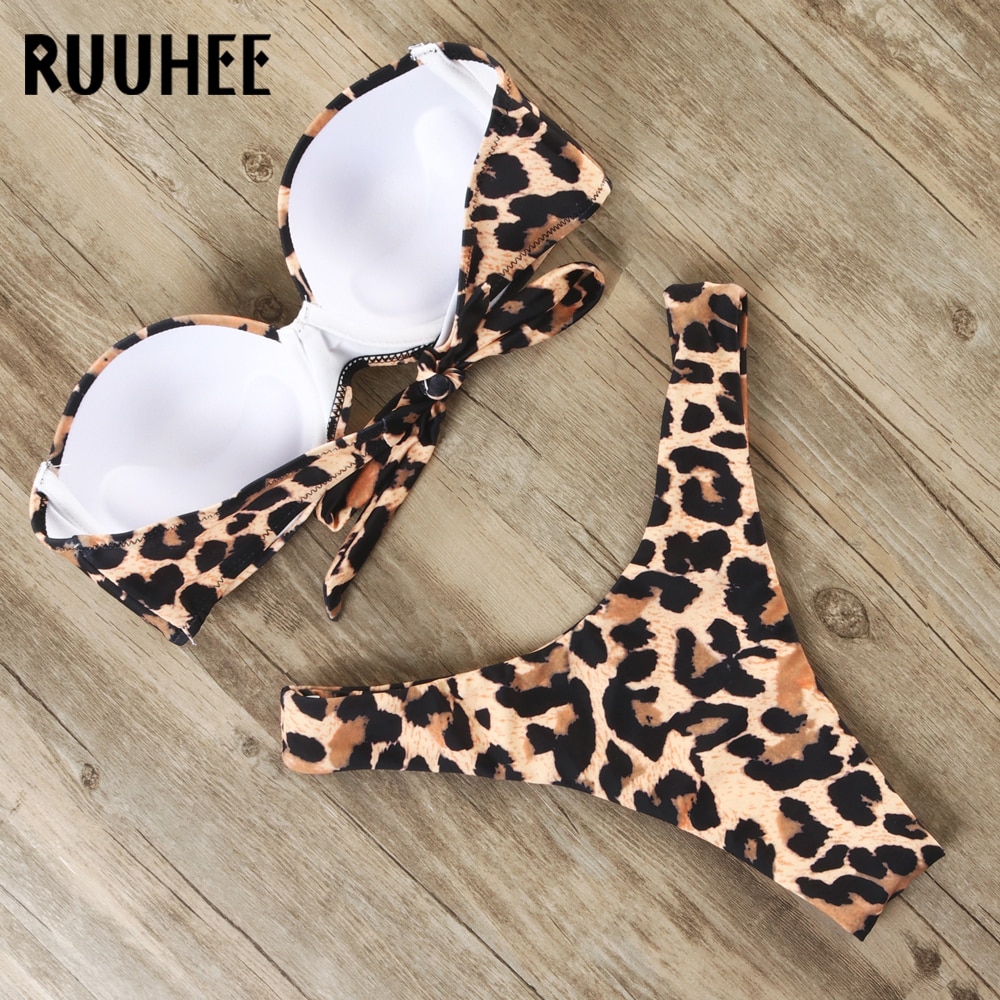 RUUHEE Bikini Swimwear Women Swimsuit 2021 Leopard Brazilian Bikini Set Push Up Bathing Suit Female Summer Beach Wear Biquini