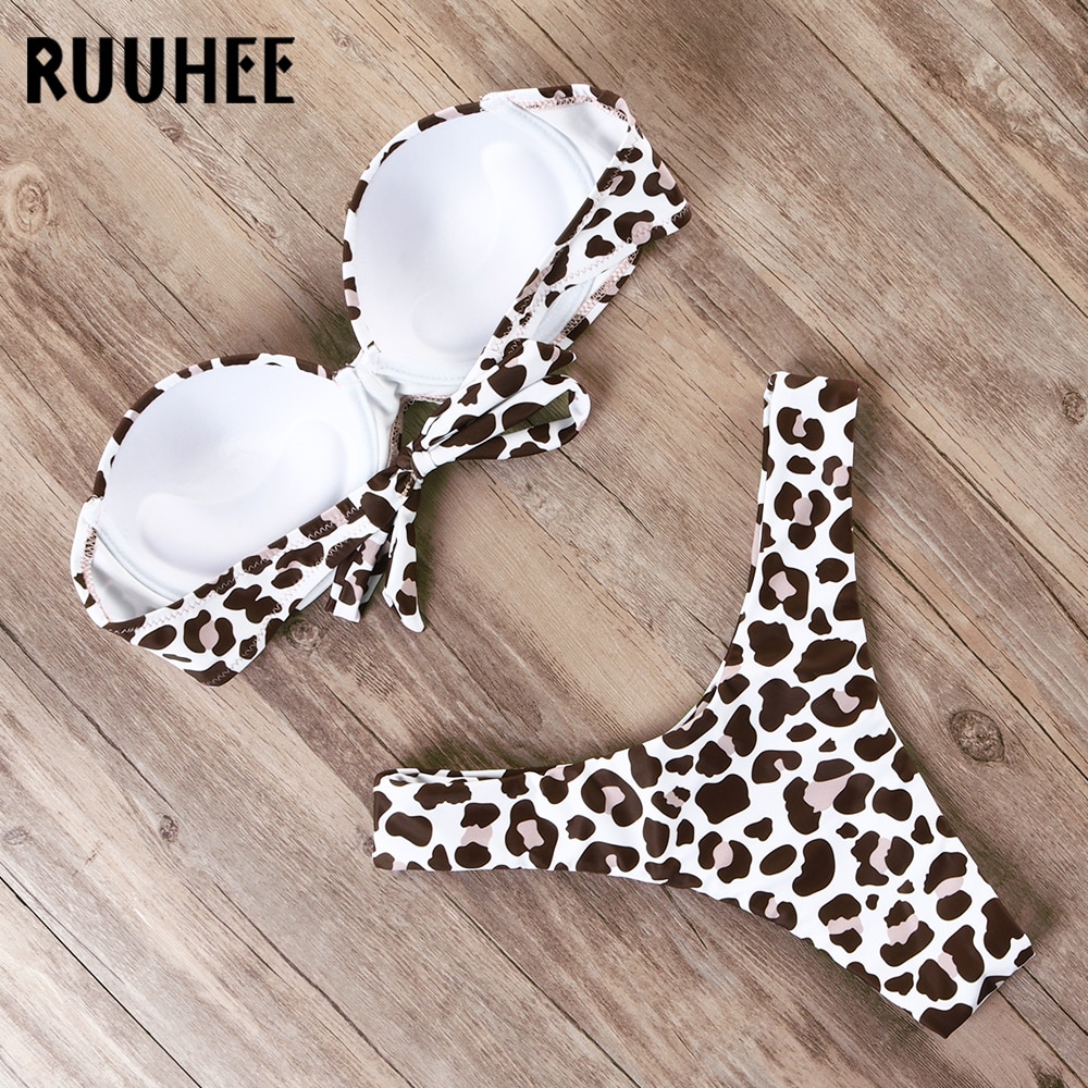 RUUHEE Bikini Swimwear Women Swimsuit 2021 Leopard Brazilian Bikini Set Push Up Bathing Suit Female Summer Beach Wear Biquini