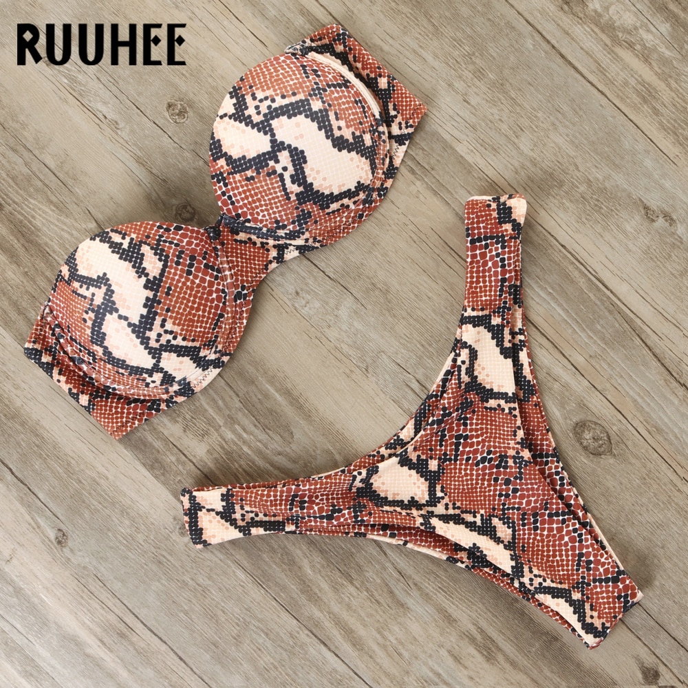 RUUHEE Bikini Swimwear Women Swimsuit 2021 Leopard Brazilian Bikini Set Push Up Bathing Suit Female Summer Beach Wear Biquini