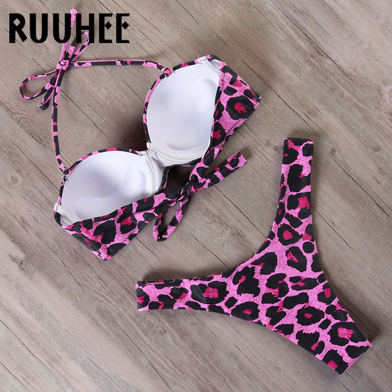 RUUHEE Bikini Swimwear Women Swimsuit 2021 Leopard Brazilian Bikini Set Push Up Bathing Suit Female Summer Beach Wear Biquini