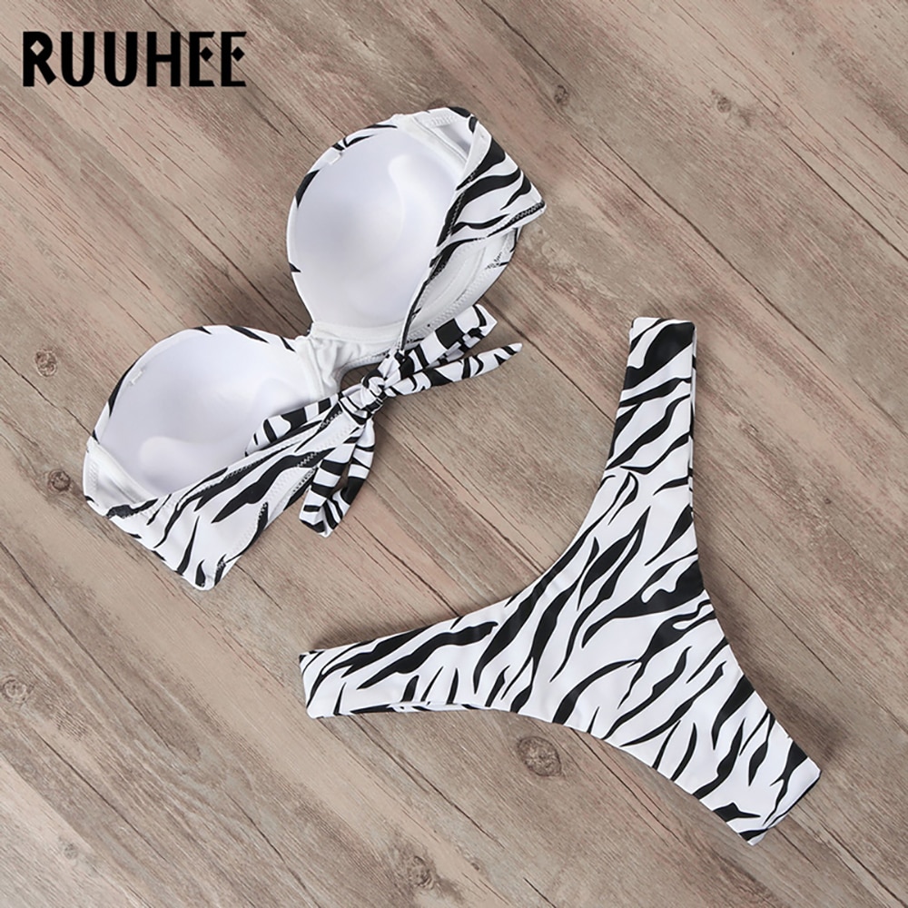 RUUHEE Bikini Swimwear Women Swimsuit 2021 Leopard Brazilian Bikini Set Push Up Bathing Suit Female Summer Beach Wear Biquini