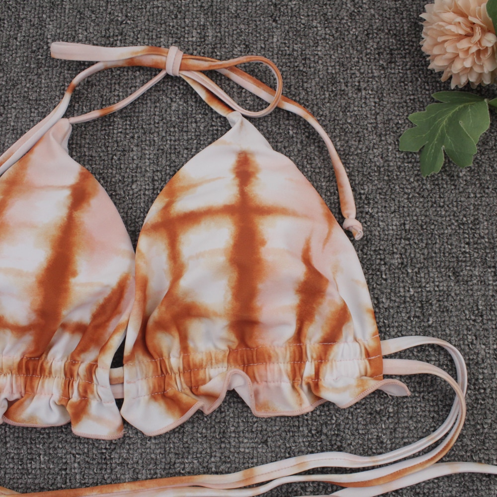 Sexy 3 Piece Bikini Set With Cover Up Beach Dress Tie Dye Push Up  Biquini Brazilian Swimwear Women Thong Bikinis 2021 Mujer