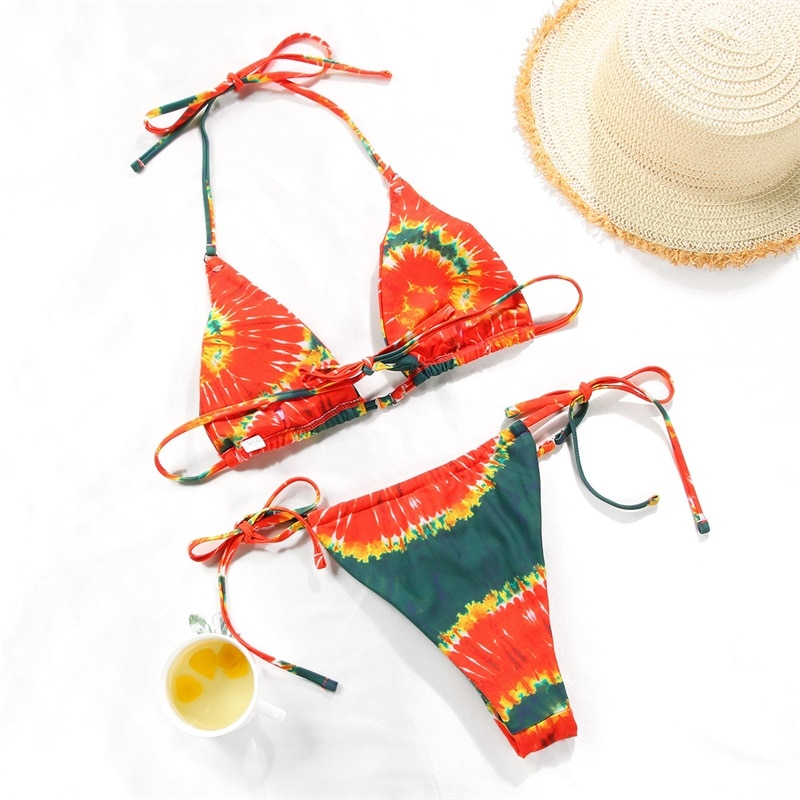 Rinabe Bikini 2021 Swimsuit Solid Color Bikini Set Floral Print Swimwear Sexy Biquini Bathing Suit Women Bikinis String Beach