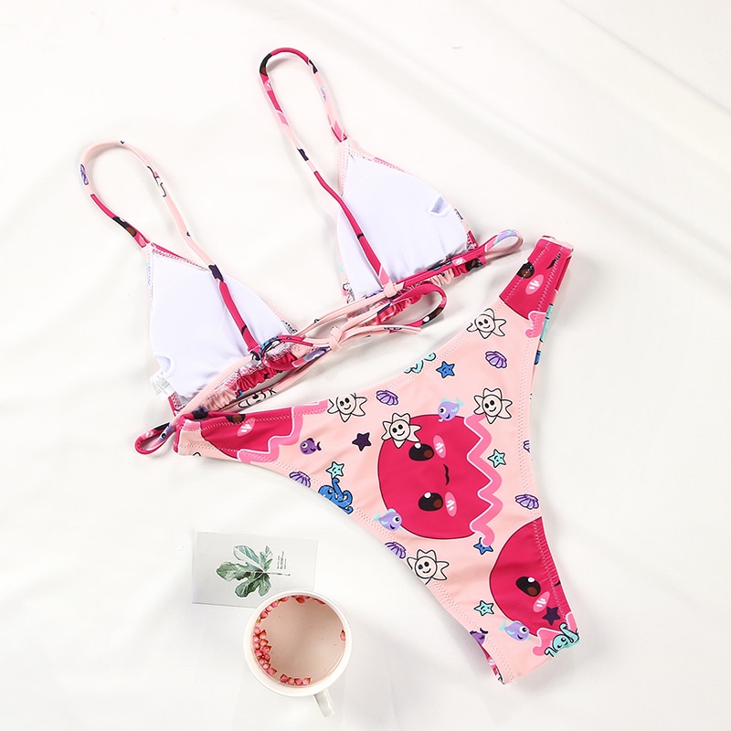 Rinabe Floral Print Bikini 2021 Biquini String Swimsuit High Cut Bikini Set Bathing Suit Women Swimwear High Waist Bikinis Beach