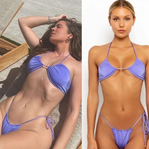 Folds Bikini 2021 Swimsuit Push Up Bikini Set Bathing Suit Women Swimwear Solid Color Bikinis Sexy Biquini Beachwear Swimsuits - Image 3