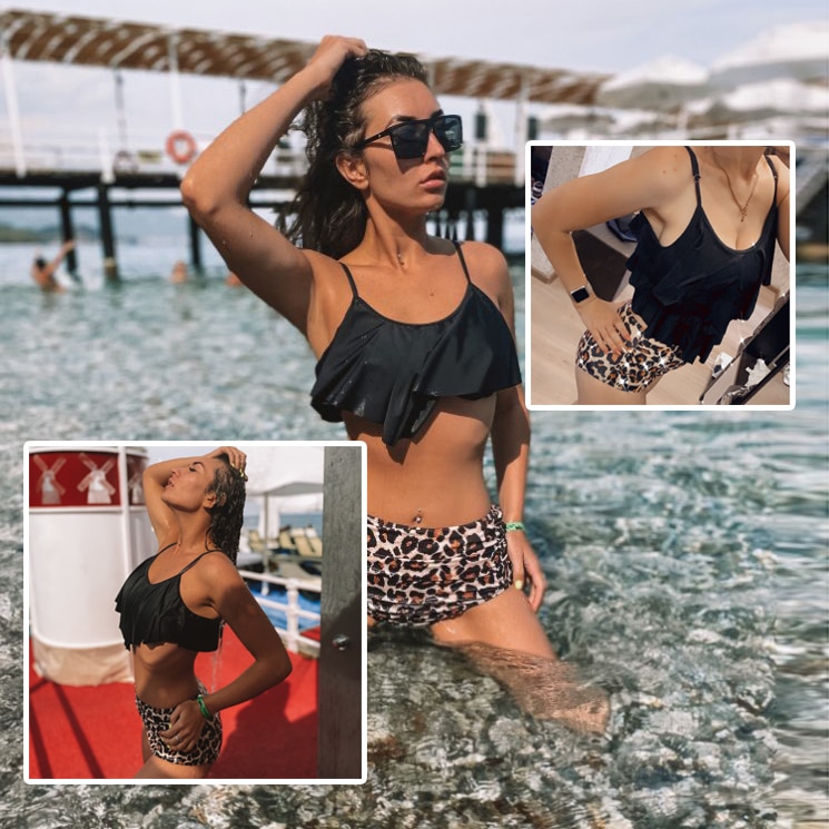 Leopard Bikini 2021 High Waist Bikini Animal Print Tankini Floral Swimsuit Brazilian Ruffle Swimsuit Plus Size Swimwear Women