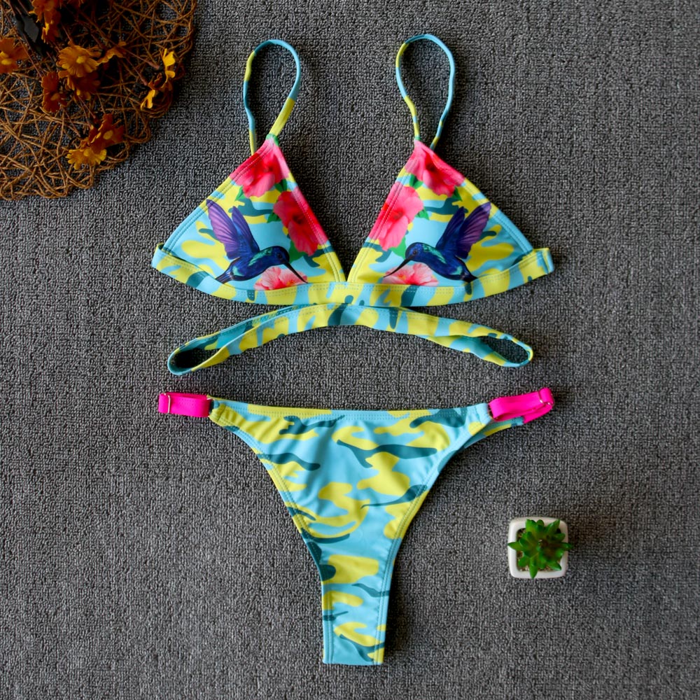 Sexy Bikini New 2021 Print Floral Women Swimwear Female Bikini Set Brazilian Biquini Swimming Beachwear for Bathing Suit