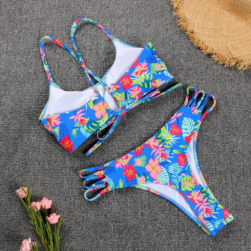 Sexy Bikini New 2021 Print Floral Women Swimwear Female Bikini Set Brazilian Biquini Swimming Beachwear for Bathing Suit