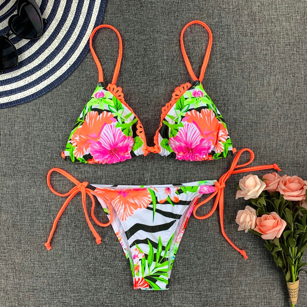 Sexy Bikini New 2021 Print Floral Women Swimwear Female Bikini Set Brazilian Biquini Swimming Beachwear for Bathing Suit