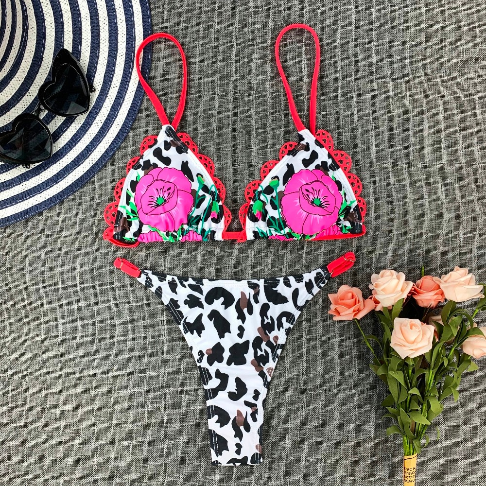 Sexy Bikini New 2021 Print Floral Women Swimwear Female Bikini Set Brazilian Biquini Swimming Beachwear for Bathing Suit