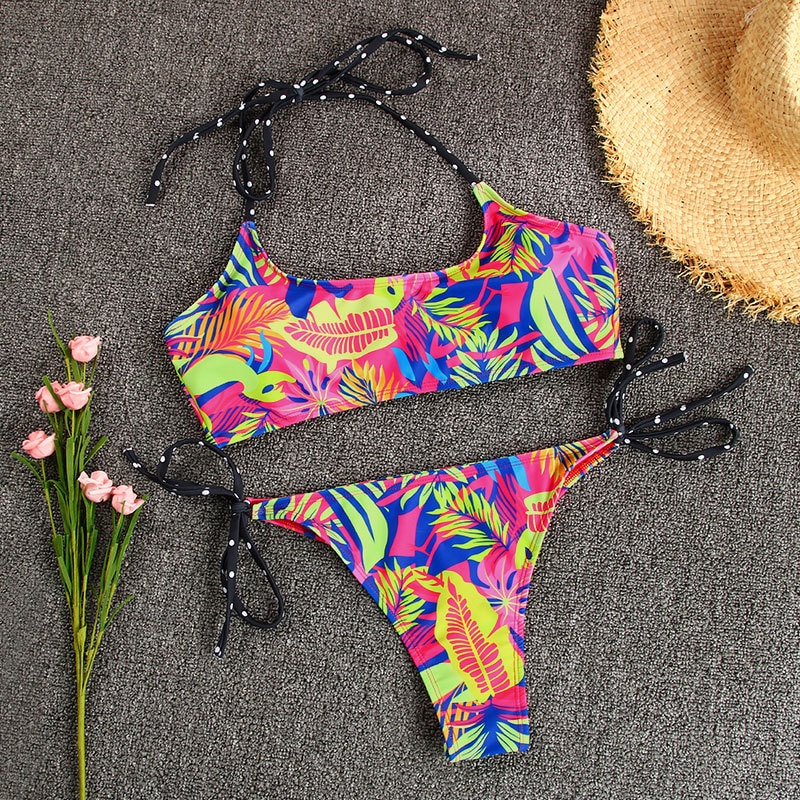 Sexy Bikini New 2021 Print Floral Women Swimwear Female Bikini Set Brazilian Biquini Swimming Beachwear for Bathing Suit