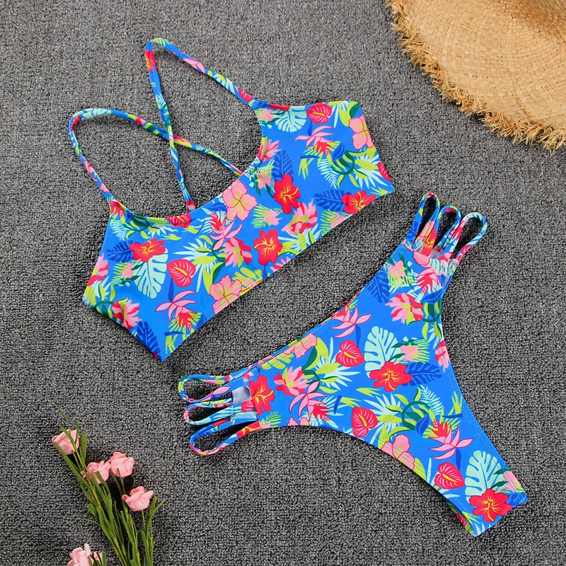 Sexy Bikini New 2021 Print Floral Women Swimwear Female Bikini Set Brazilian Biquini Swimming Beachwear for Bathing Suit