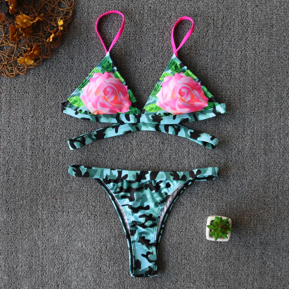 Sexy Bikini New 2021 Print Floral Women Swimwear Female Bikini Set Brazilian Biquini Swimming Beachwear for Bathing Suit