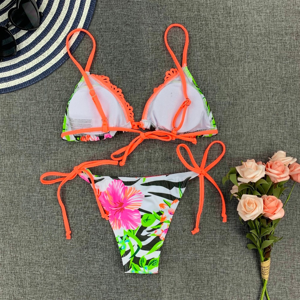 Sexy Bikini New 2021 Print Floral Women Swimwear Female Bikini Set Brazilian Biquini Swimming Beachwear for Bathing Suit