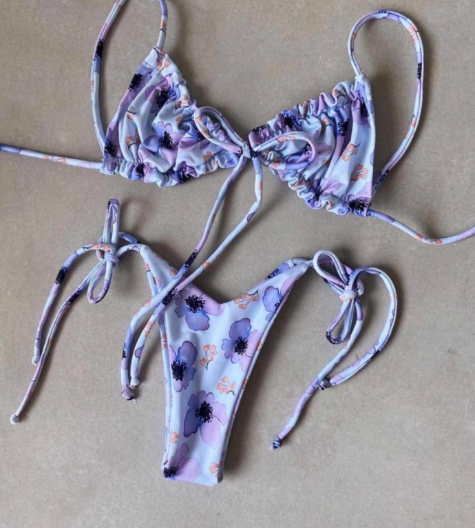 Low Waist Bikini 2021 Triangle Swimwear Female String Swimsuit Women Print 2 Piece Suit Push Up Bathing Suit Swim Suit New