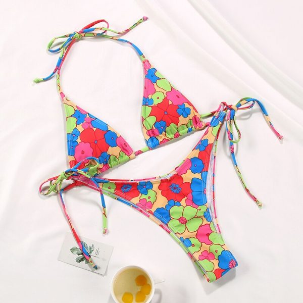 Rinabe String Bikini 2021 Swimsuit Floral Print Swimwear Women Bathing Suit High Waist Bikini Set Beachwear High Belt Biquini - Image 5