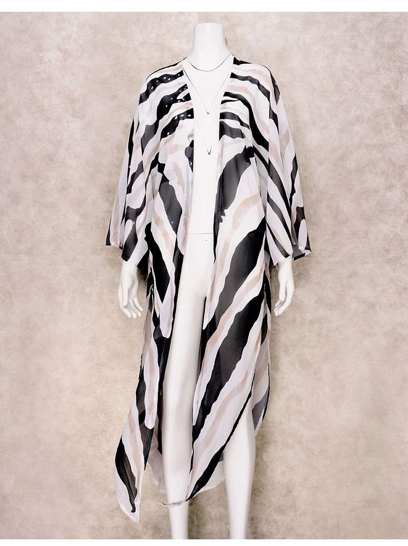 2021 Boho Zebra Pattern Chiffon Bathing Suit Cover-ups Plus Size Beach Wear Kimono Dress Women Summer Swimsuit Cover Up A792