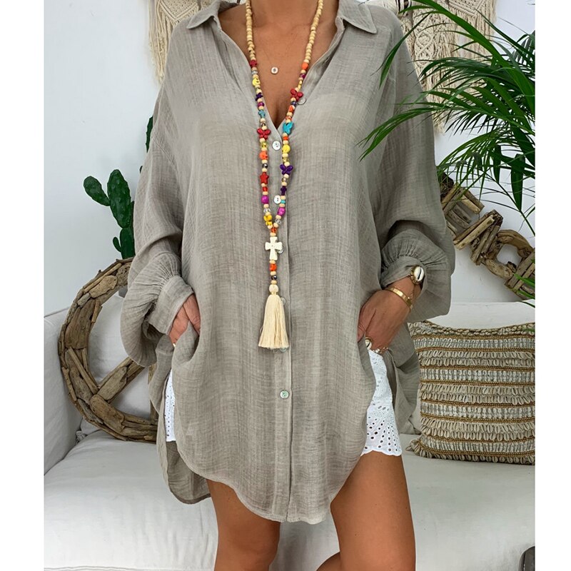 New Loose Women Cover Ups Swimwear White Beach Dress Cotton Beach Kimono Coverups for Women Swimsuit Cover Up Beach Woman