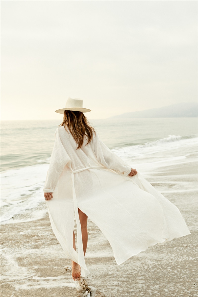 2021 Crochet White Knitted Beach Cover up dress Tunic Long Pareos Bikinis Cover ups Swim Cover up Robe Plage Beachwear