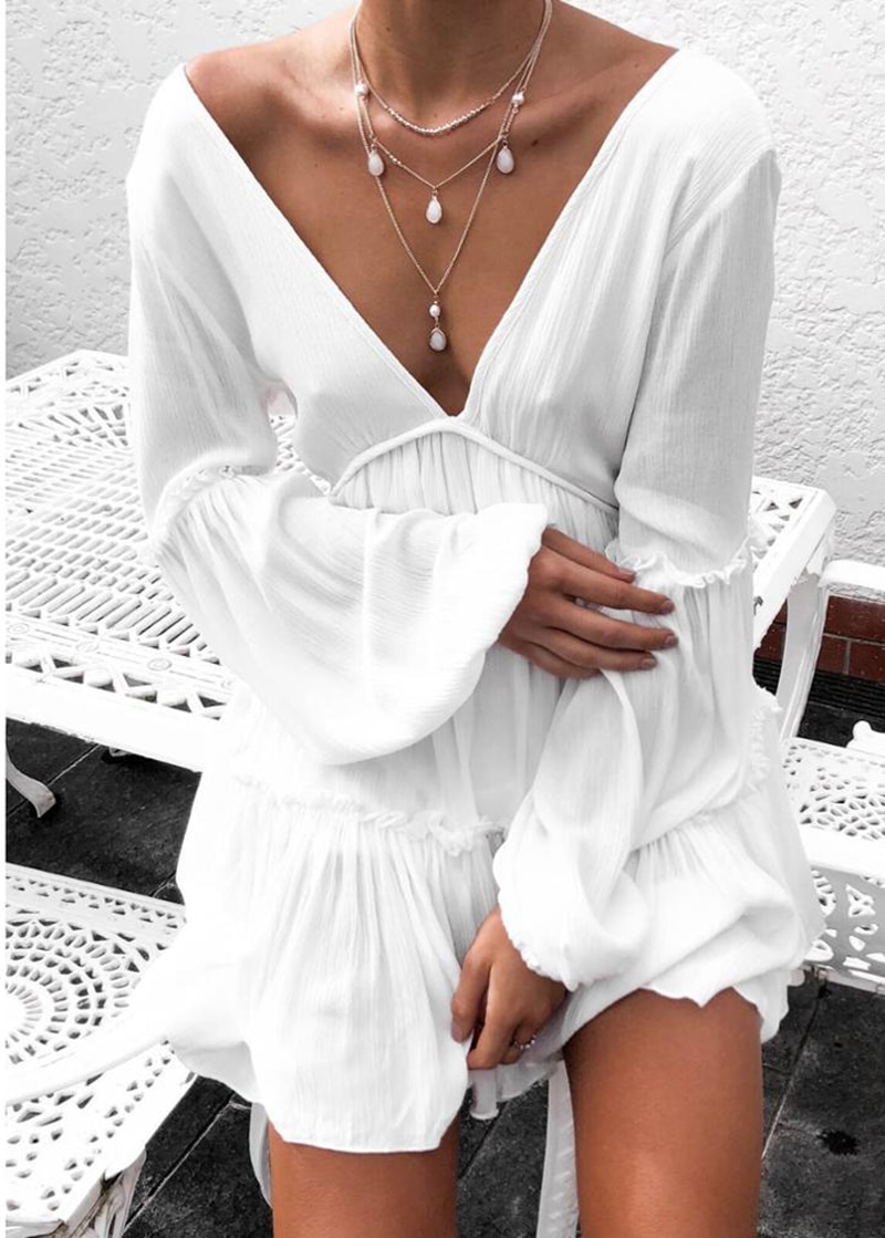 2021 Backless Tunic Beach Dress Bikini Long Dress Print Swimwear Women Cover Up Swimsuit Beachwear Pareo Saida de Praia