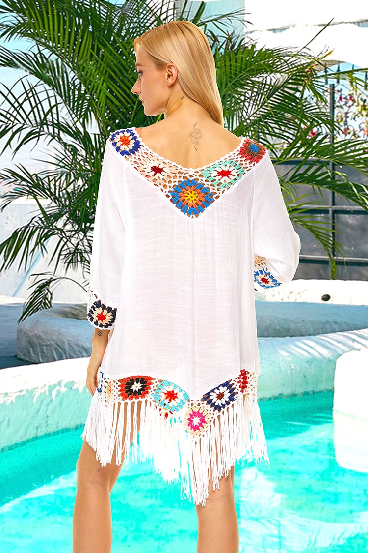 Beach Cover Up Pure Color Hand-Woven Cover-Ups Beach Dresses For Women 2021 Cotton Linen Slightly  Sexy Beach Outing