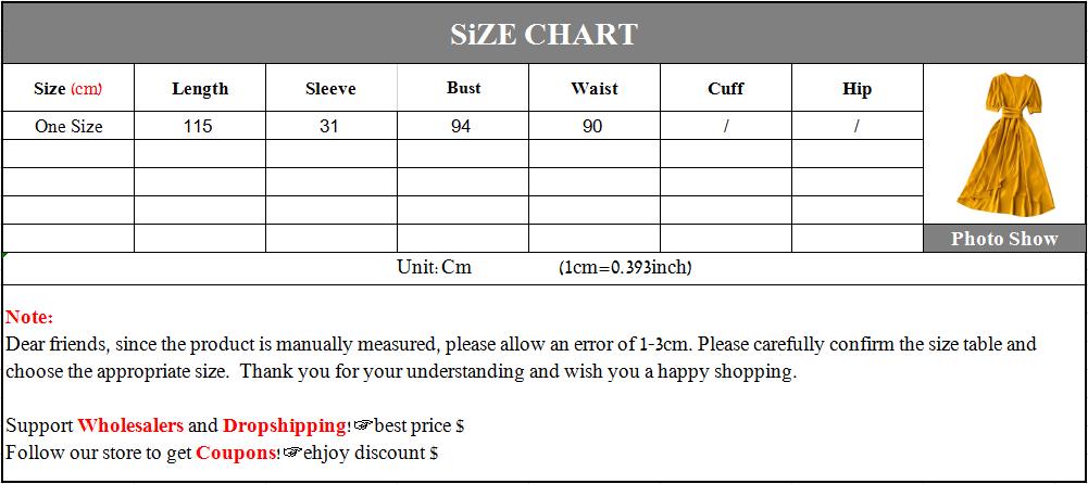 Women Summer Midi French Dress 2021 Sweet V-Neck Puff Sleeve High Waist Elegant Solid Woman Dresses Female Clothing New Year