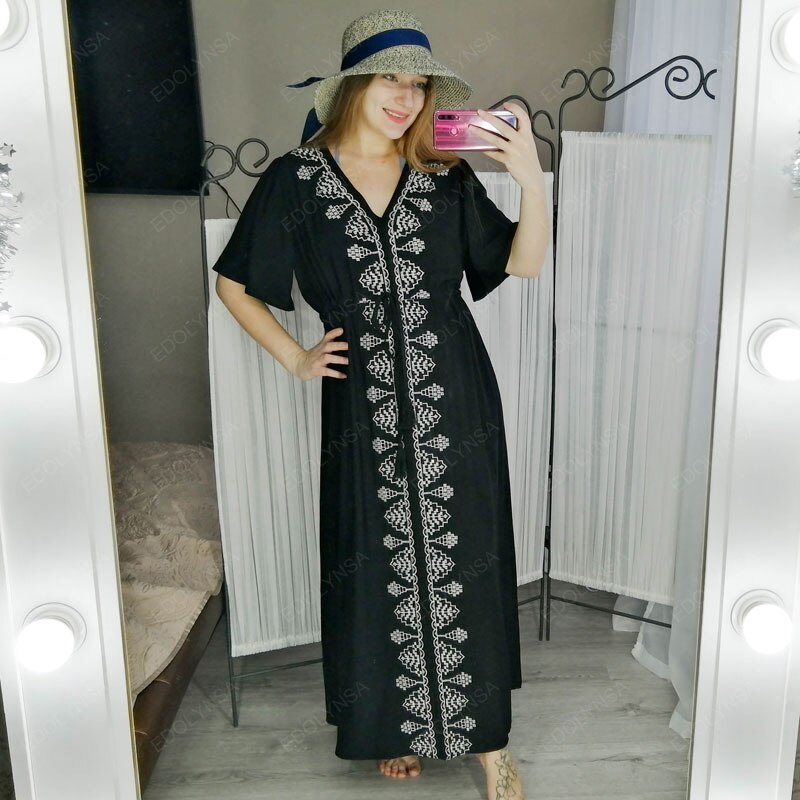 Plus Size Kaftan Tunic Beach Dress Swim Wear Bathing Suit Cover Up Women Summer Beachwear pareos Robe de plage sarongs